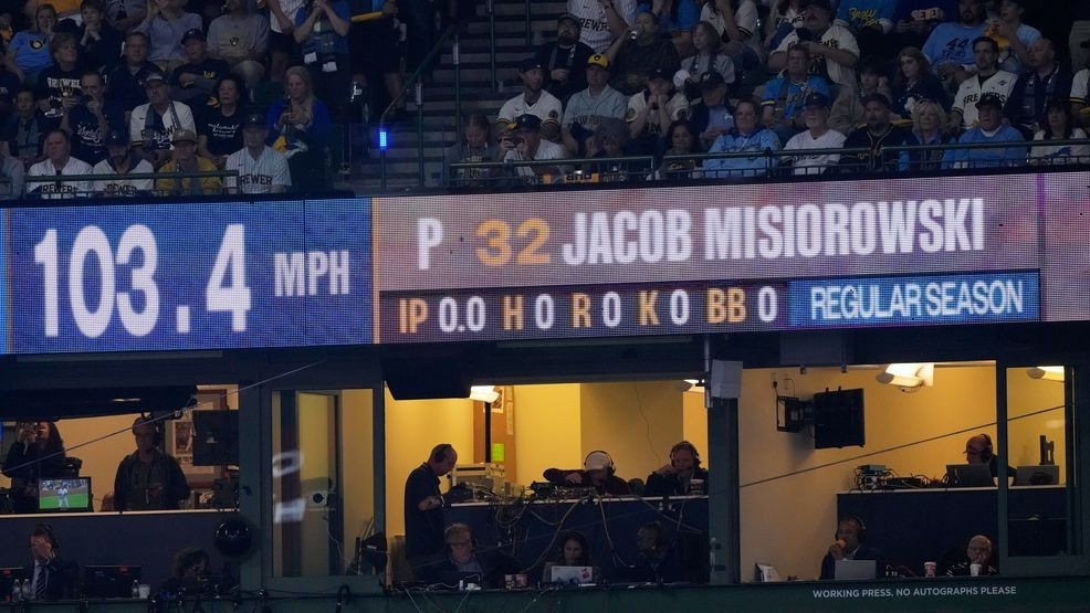Brewers' Jacob Misiorowski sets World Series velocity record on his first pitch — Fox 11 Green Bay Sports, Robbinsdale Sports news