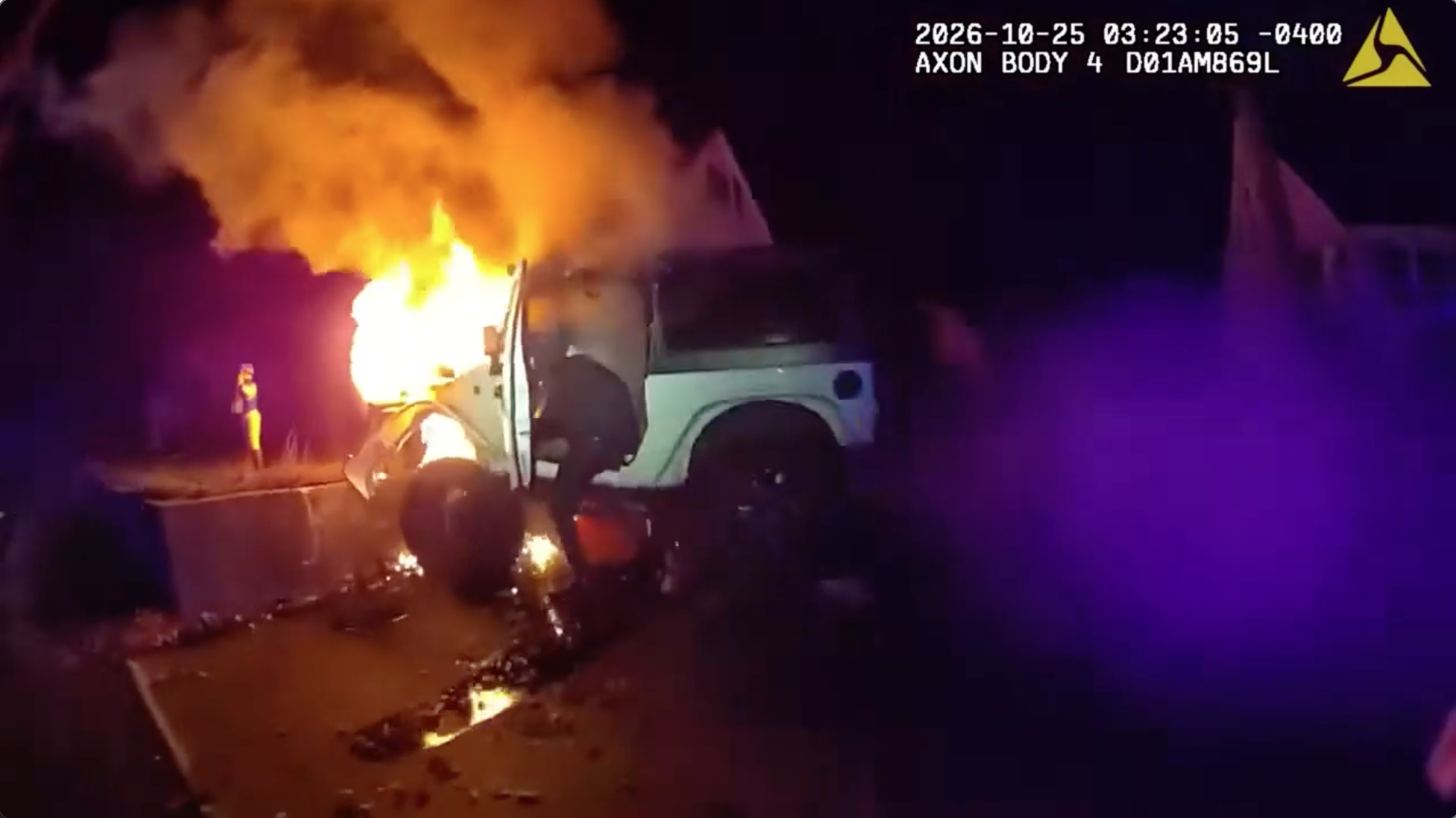 Bodycam video shows police rescuing man from burning Jeep after crash; driver facing multiple charges — FOX 9, Robbinsdale Community news